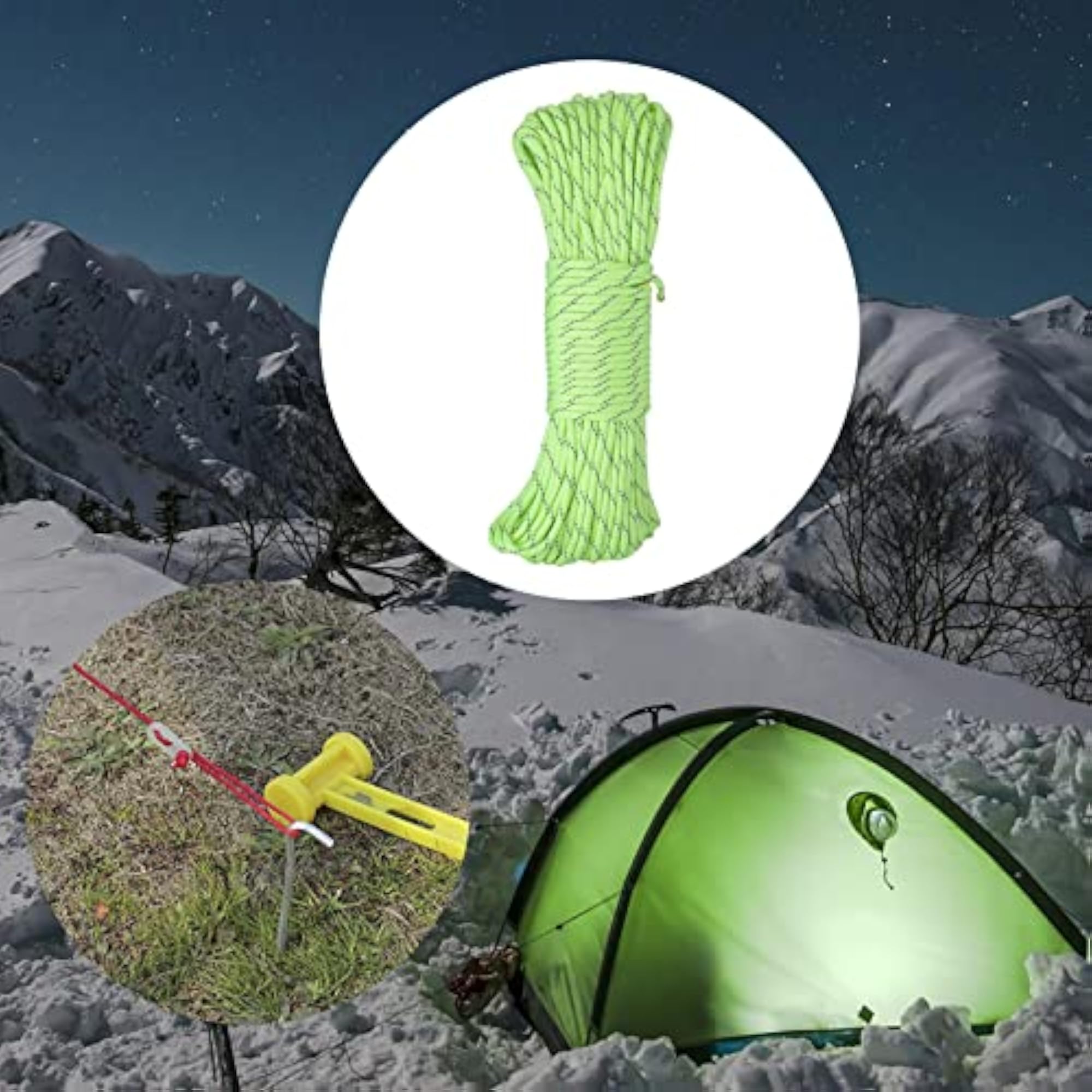 Glow in The Dark Reflective Tent Stakes, 31M Green